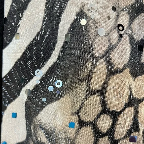 Women’s Travelers Collection by Chicos Black and Animal Print Open Cardigan - Picture 4 of 5